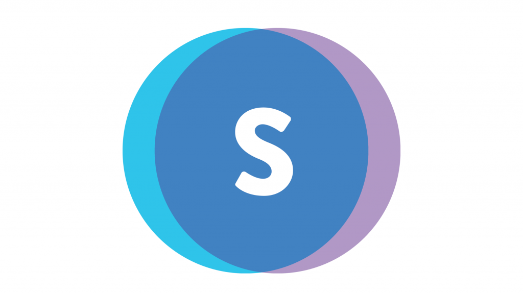 A white S in two blue circles representing the Snappa logo