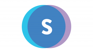 A white S in two blue circles representing the Snappa logo