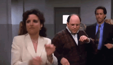 Seinfeld cast dancing down hallway in celebration of remote work 
