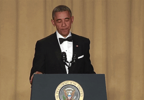 Barack Obama dropping a microphone