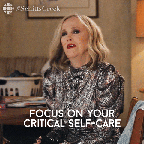 Woman saying focus on your critical self-care