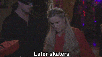 Woman leaving and saying later skaters