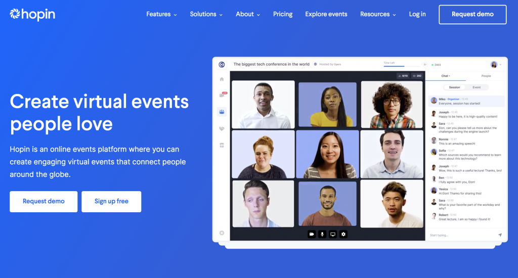 Hopin tool for virtual events