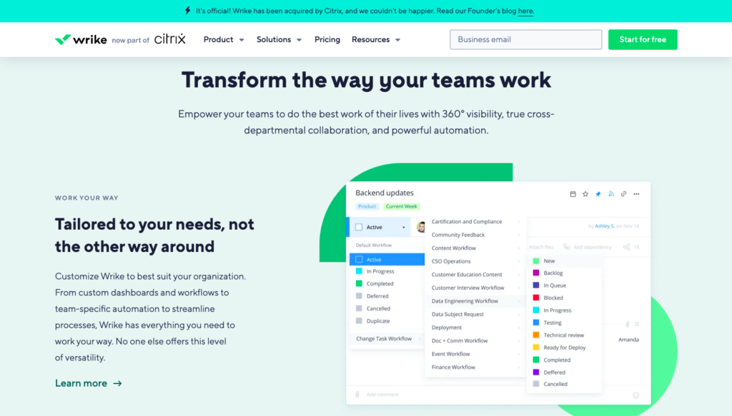 Wrike project management software