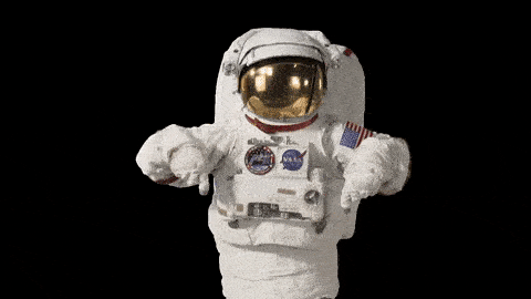 Astronaut pointing down
