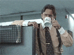 Bill Lumbergh - Office Space movie nodding and drinking coffee