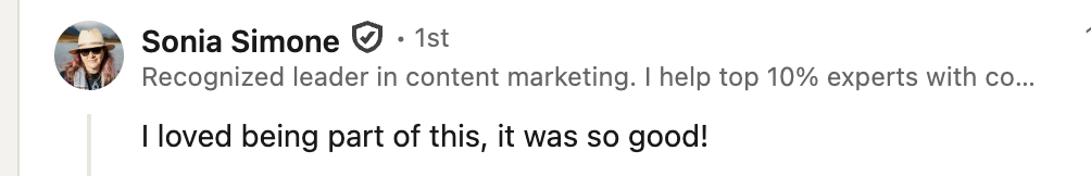 LinkedIn testimonial